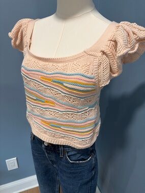 Goodnight Macaroon Crochet Knit Crop Top Size M
